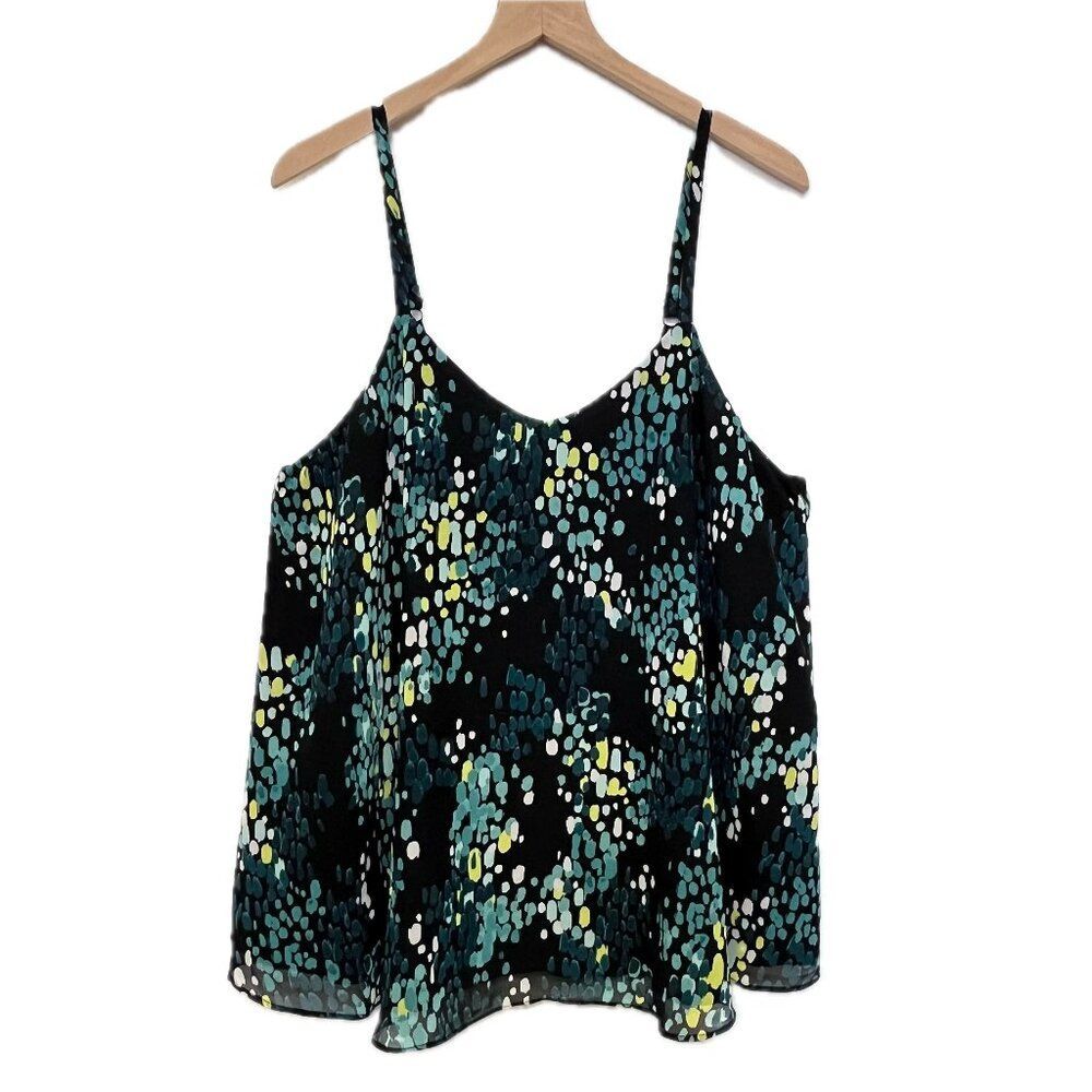 Torrid Black Tank Top with Green Dotted Pattern - Size L